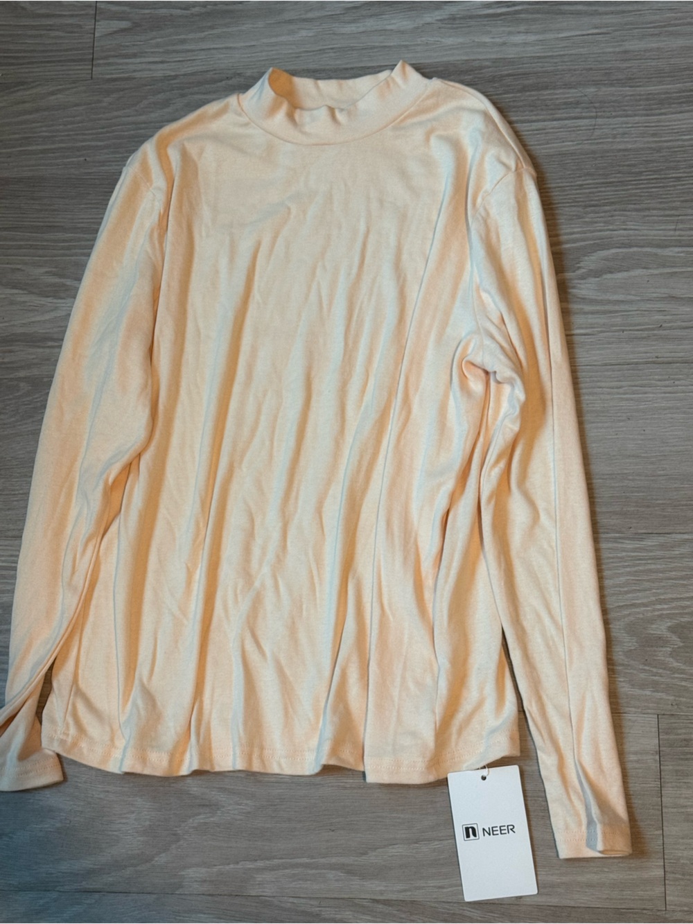 Cream Long-Sleeve Mock Neck Top